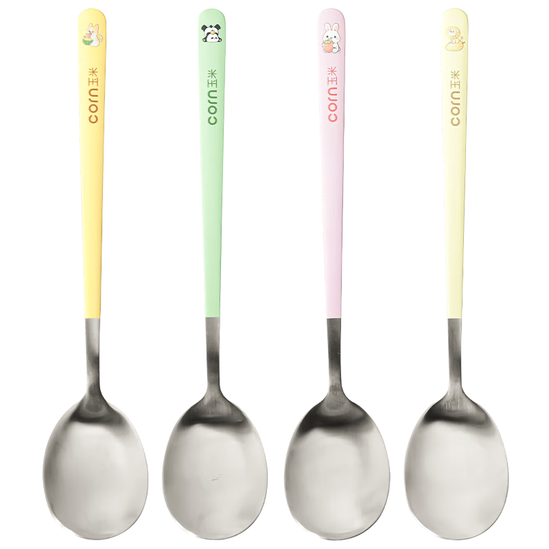 Corn Spoon Stainless Steel Household Food Grade Personal Watermelon Spoon High-Quality Long Handle Children's Spoon Single Serving
