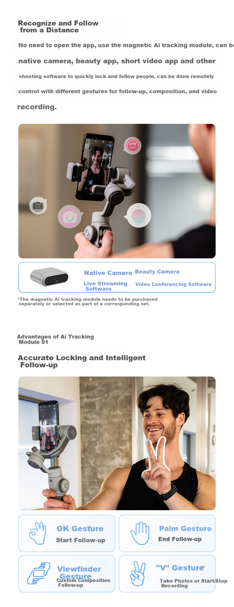 Zhiyun SMOOTH 5E Smartphone Stabilizer, Intelligent AI Precise Tracking, 360-Degree Full-Scene Follow-Up Orthogonal Three-Axis Anti-Shake Gimbal for Live Streaming And Vlog, Standard Versio 14
