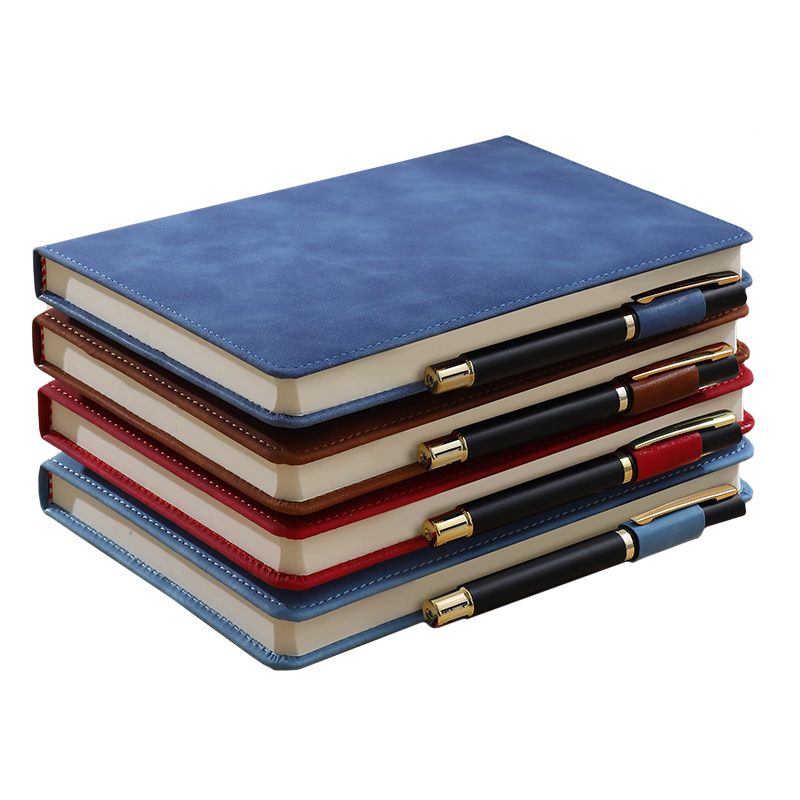 Jiaranheng Notebook A4 Thick Journal Business Skin-Friendly Leather Notebook Work Diary Meeting Minutes Book Office Stationery Customizable Deep Blue