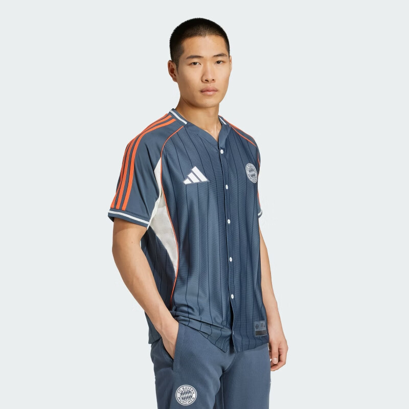 Adidas Men's Football Series, FCB US SHIRT, Bayern Munich, Bavarian Away Short-Sleeve JM9435, Dark Gray, Size S 4
