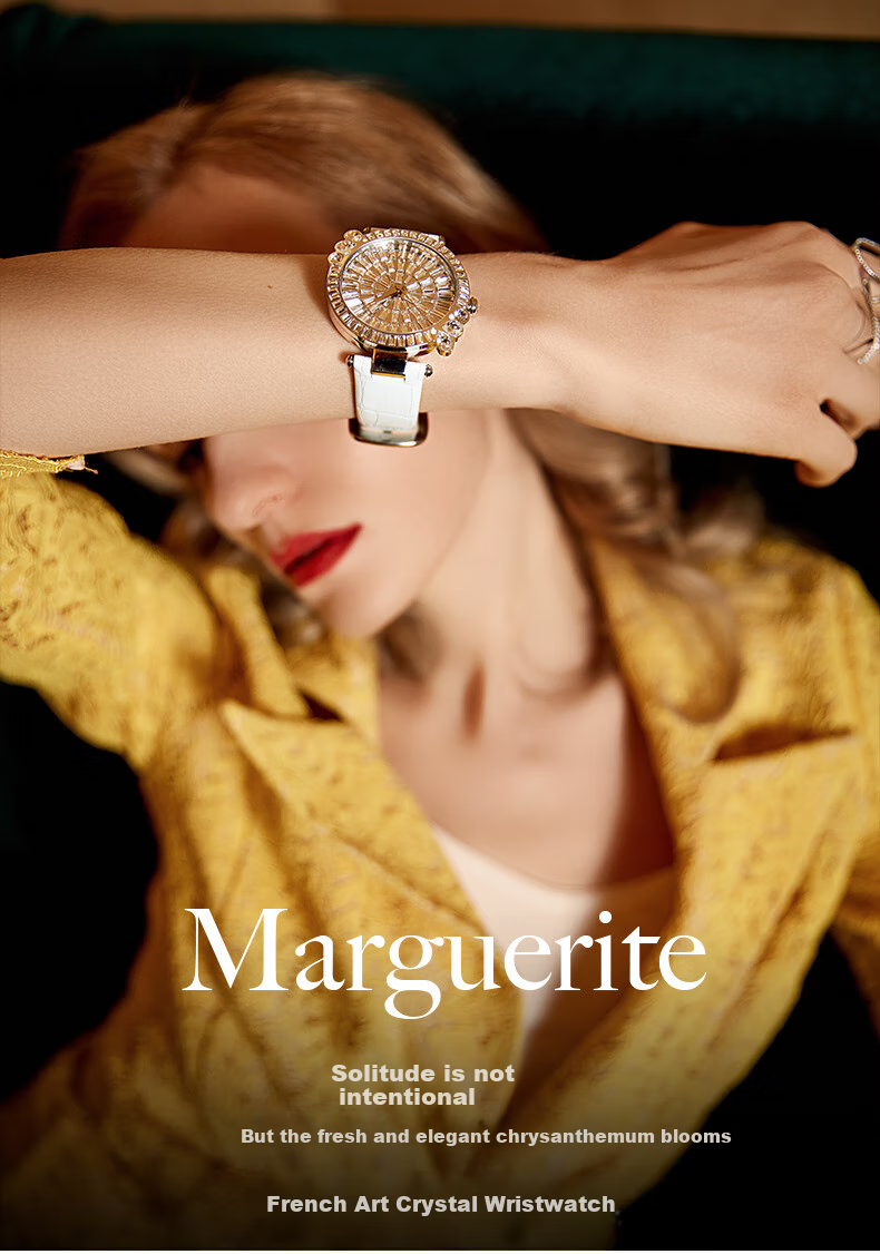 Galtiscopio Trendy Fashion Wristwatch, Elegant Daisy Series Women's Watch with Diamond And Crystal Dial, Large Dial Watch, Women's Holiday Gift 1