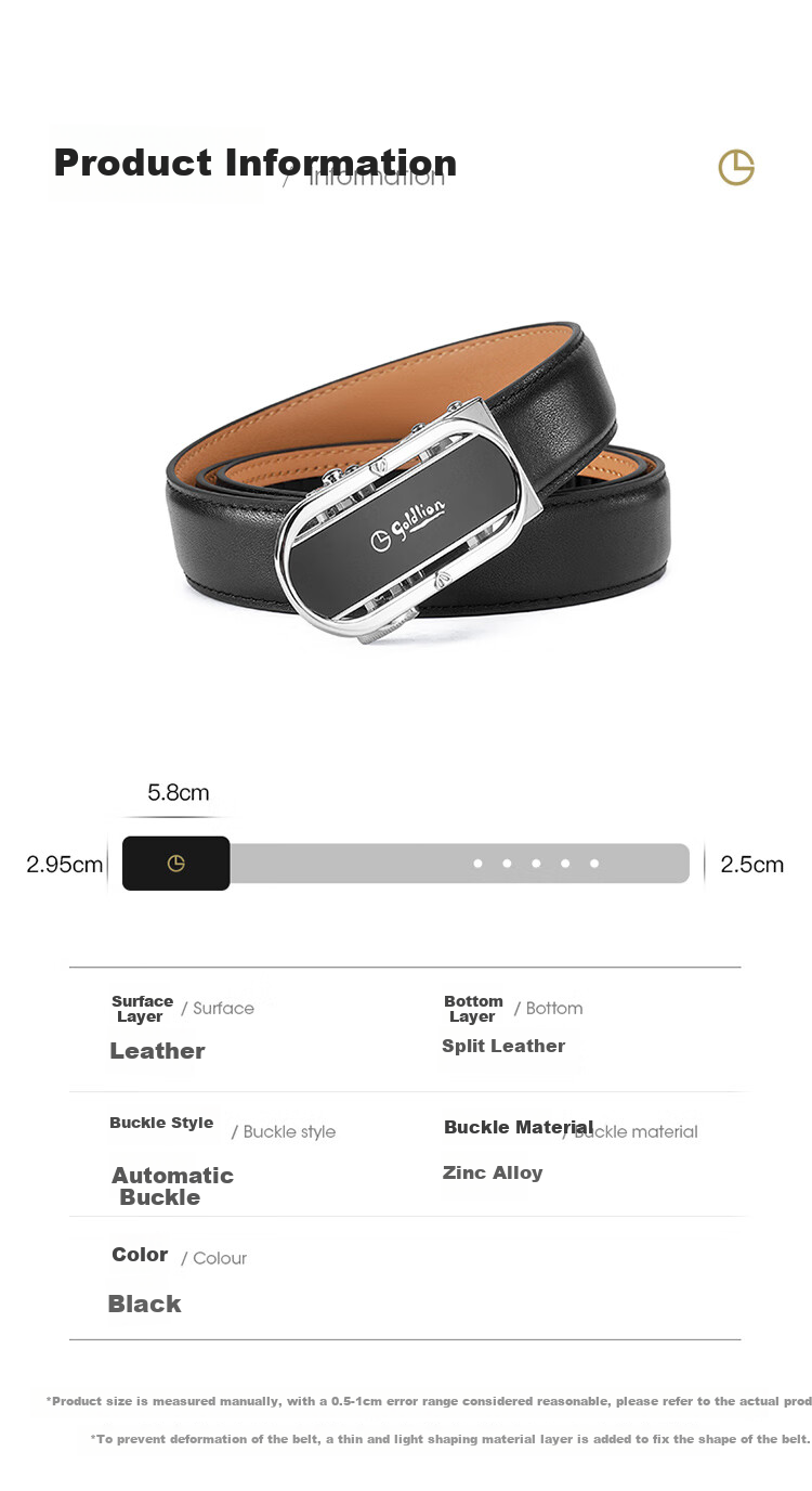 Goldlion Women's Leather Belt with Automatic Buckle, Fashion Gift Box, Birthday Present 4
