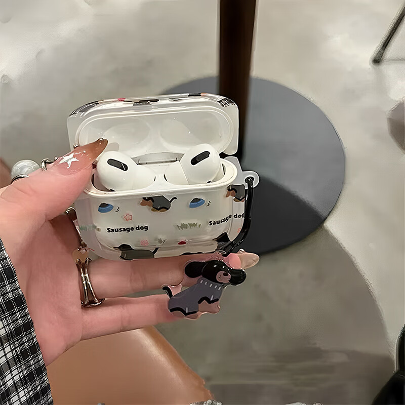 Чехол для AirPods 4 Qiaojiejie с подвеской в виде собаки, защитный чехол для беспроводных наушников Apple Bluetooth, противоскользящий креативный дизайн