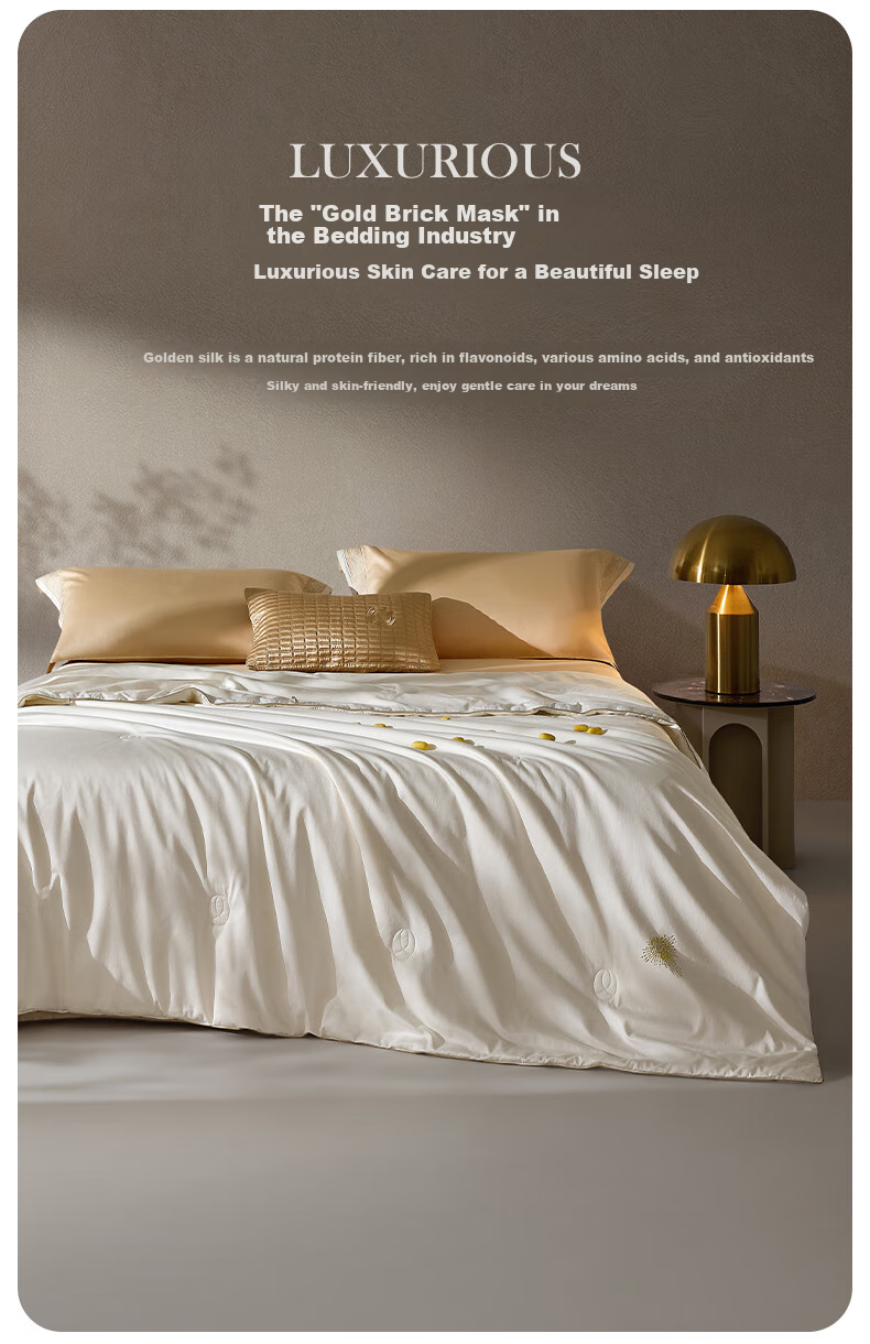 LUOLAI Home Textiles Mulberry Silk Comforter, 100-Count Pure Cotton Grade A 100% Mulberry Silk All-Season Duvet Insert, Approximately 6.8 Ji 4