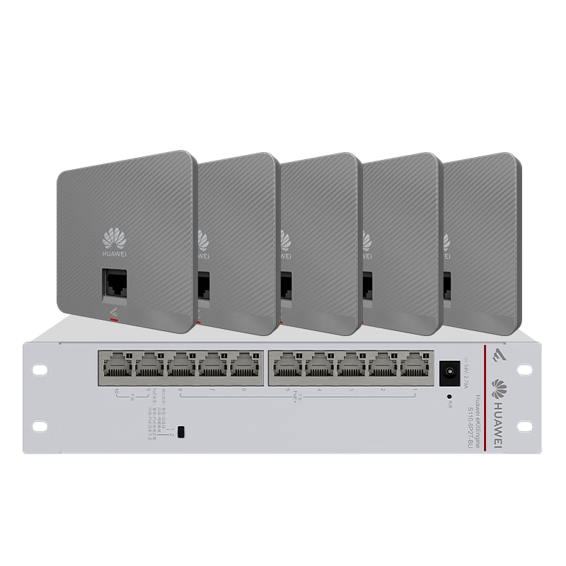 HUAWEI Whole-House WiFi 6 Set, Wireless AP Panel 3000M Dual-Band 1-To Whole-House Router AC + AP Networking, AP162E Gray *5 + Weak Current Box Model 8-Port POE Switch