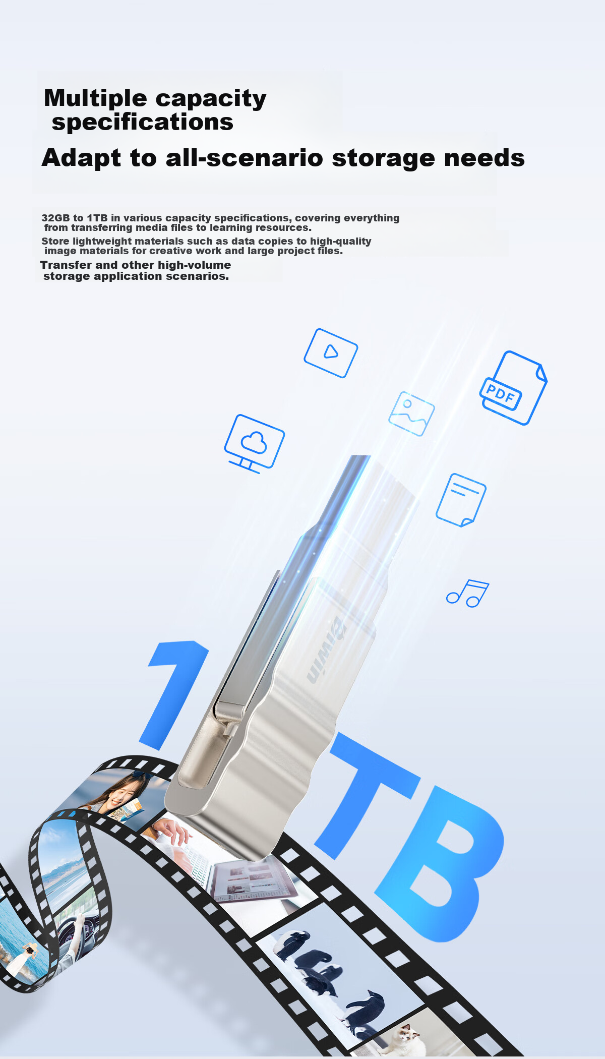 BIWIN 64GB Type-C USB3.2 Dual Interface Phone Flash Drive, 150MB/s UD150 Metal Rotating, High-Speed Read/write, Durable Business Office Study USB Drive 5