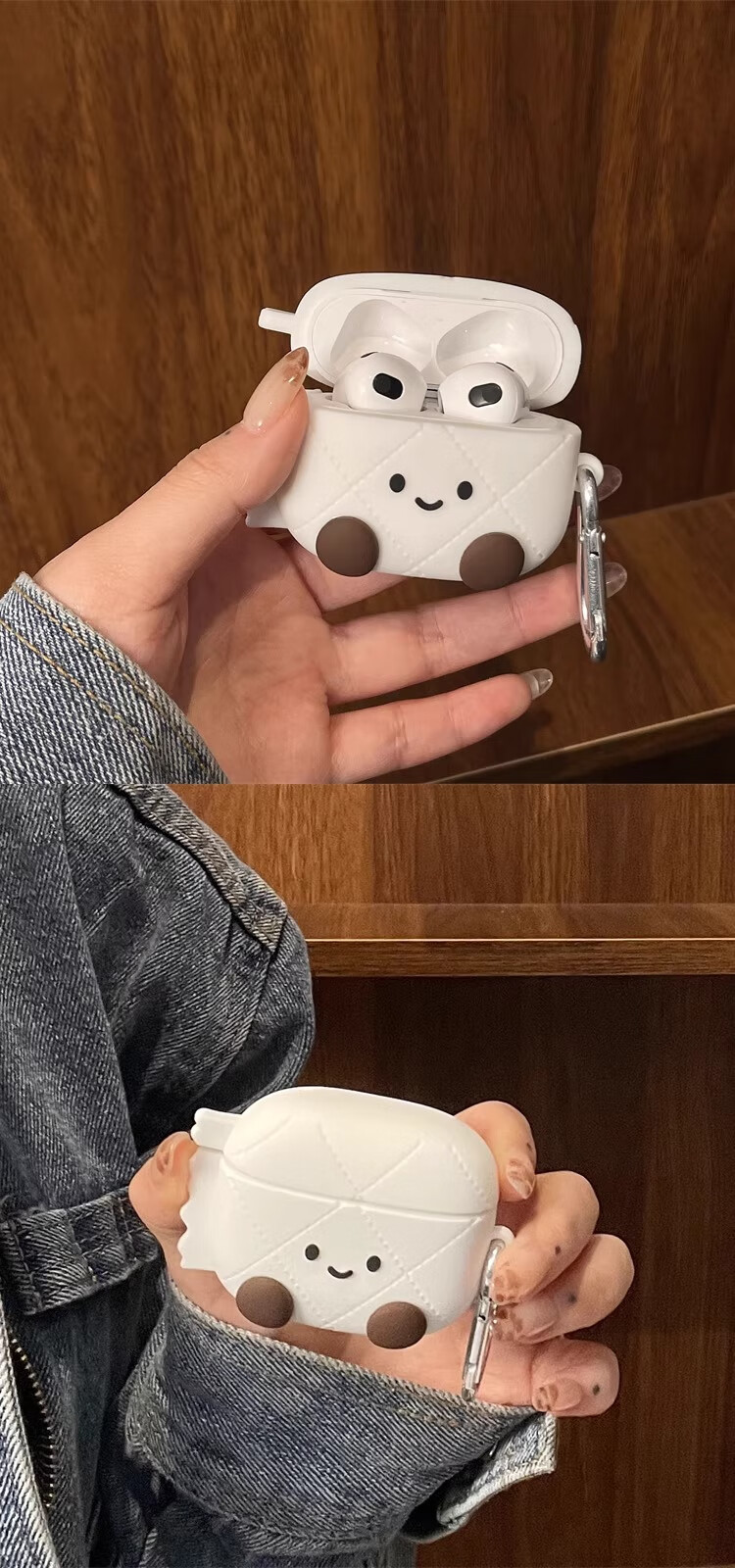 Beiyipin Creative Cute Tissue Paper Expressions Suitable for Apple AirPods 1st/2nd Generation Earphone Case Protective Cover 2