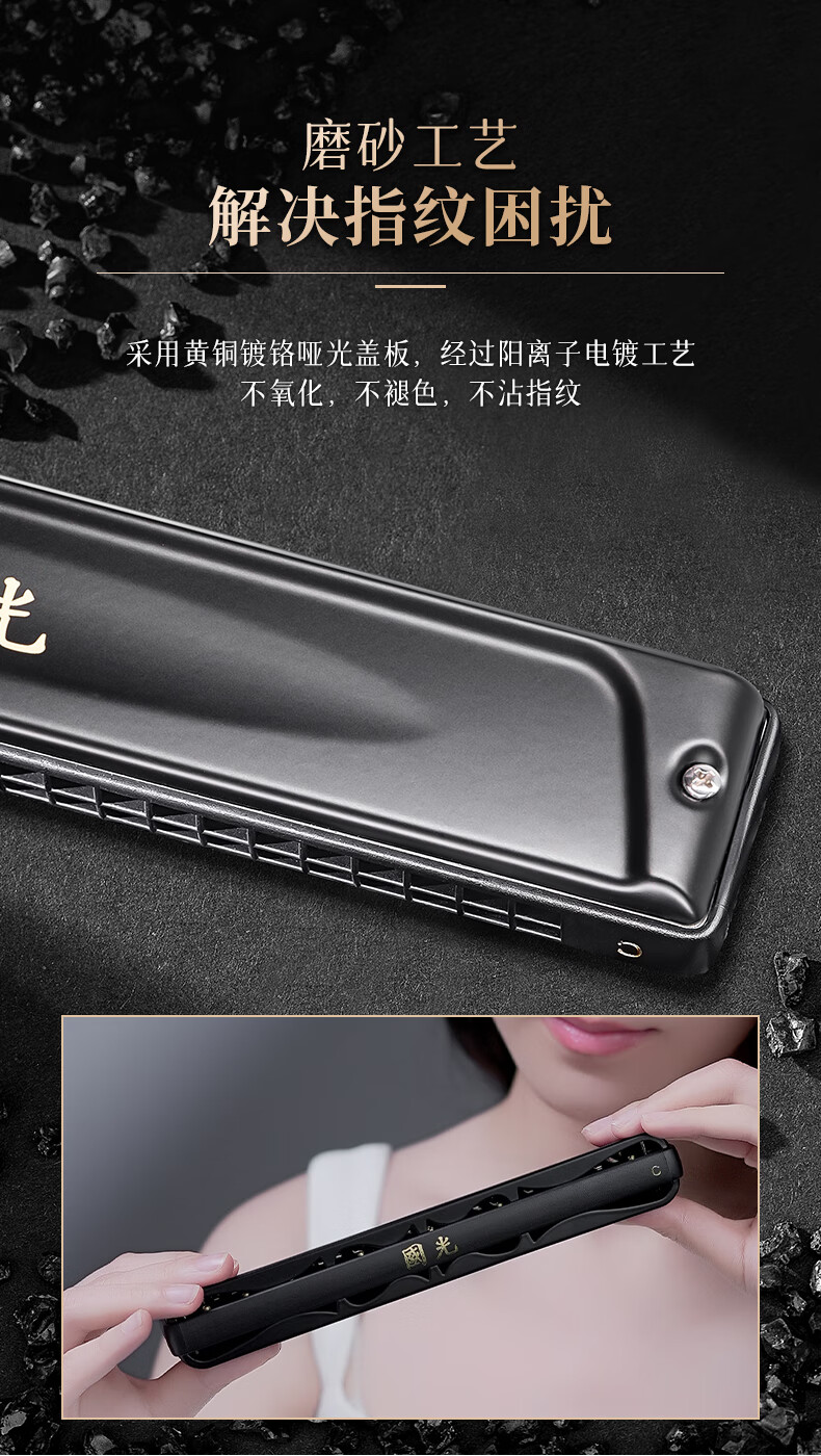 Guoguang 24-Hole Polyphonic C Key Professional Zodiac Harmonica - Ox (Imported Reeds, Includes Playing Instructions) Athens Black 3