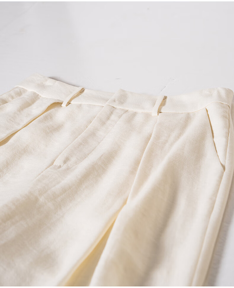 ROEYSHOUSE Women's Summer High-Waist Linen Casual Wide-Leg Pants 12289 Off-White 2XL 39