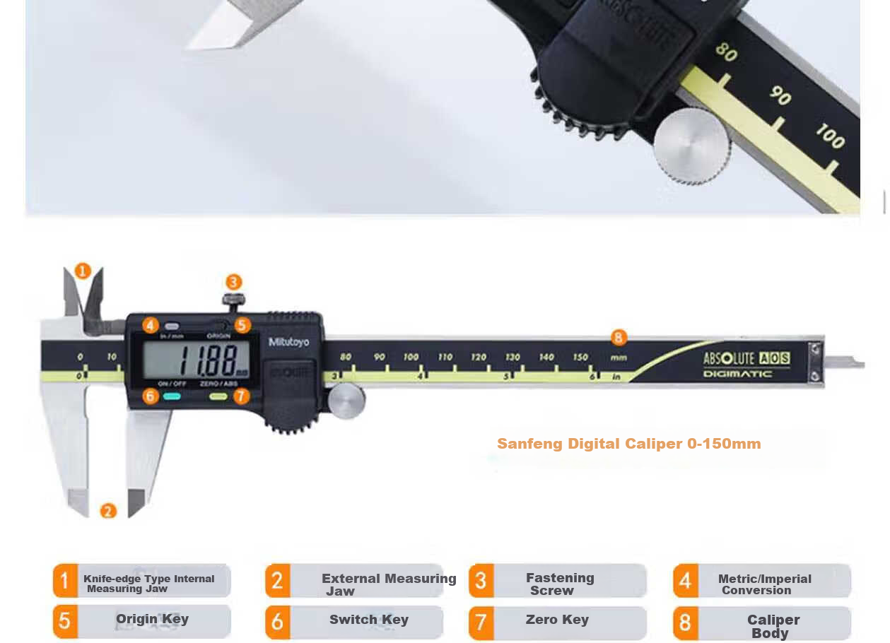 Mitutoyo Digital Caliper, High-Precision Caliper, Vernier Caliper, Imported from Japan, 500-193 Metric And Imperial with Roller 2