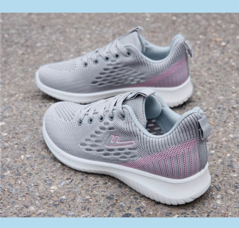 Warrior Women's Sports Shoes Spring Summer Shock Absorption Soft Sole Rebound Casual Shoes for Moms and Elderly 0686 Pink Purple Size 38 24