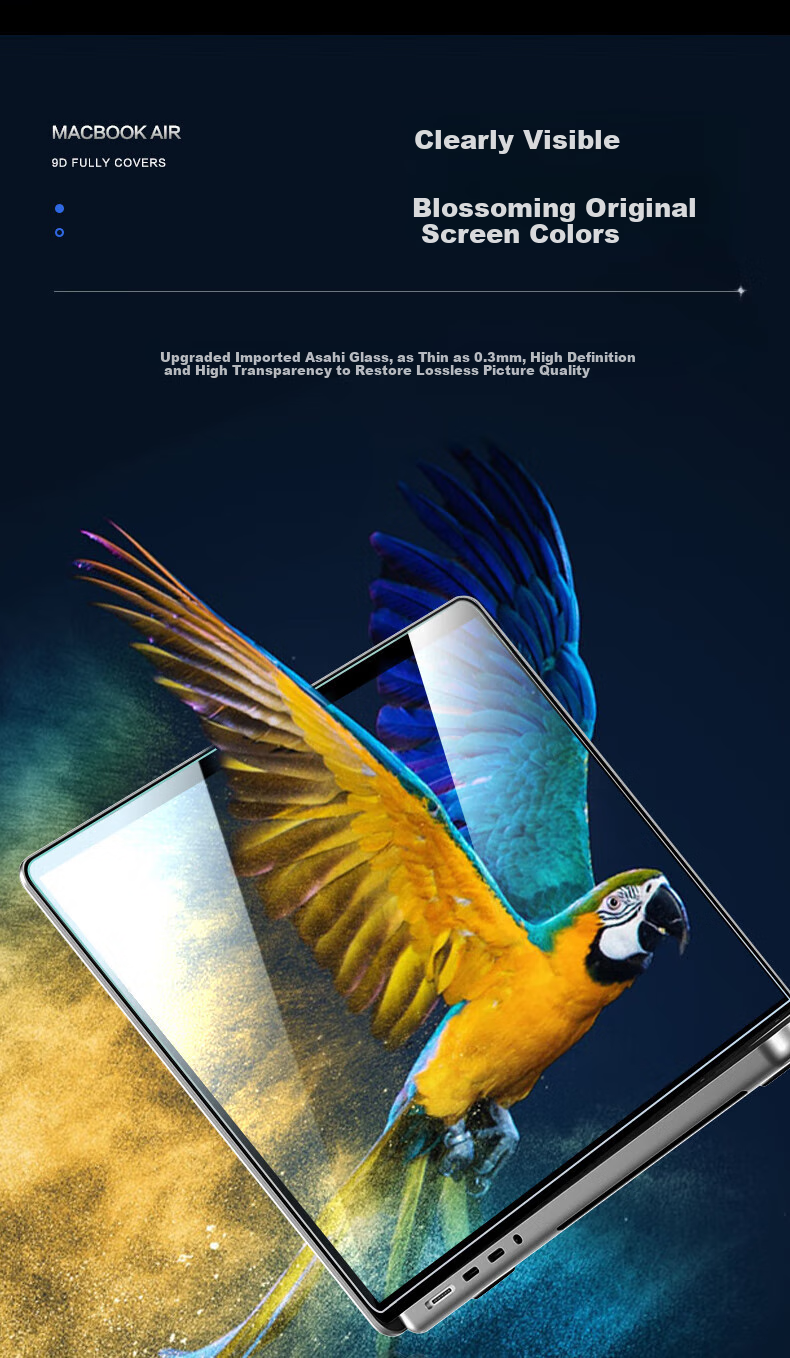 Shanmo [Screen Coating Friendly] Tempered Glass Screen Protector for Apple MacBook Air 15.3-inch M5/M4/M3 2026/25/24 Laptop 11