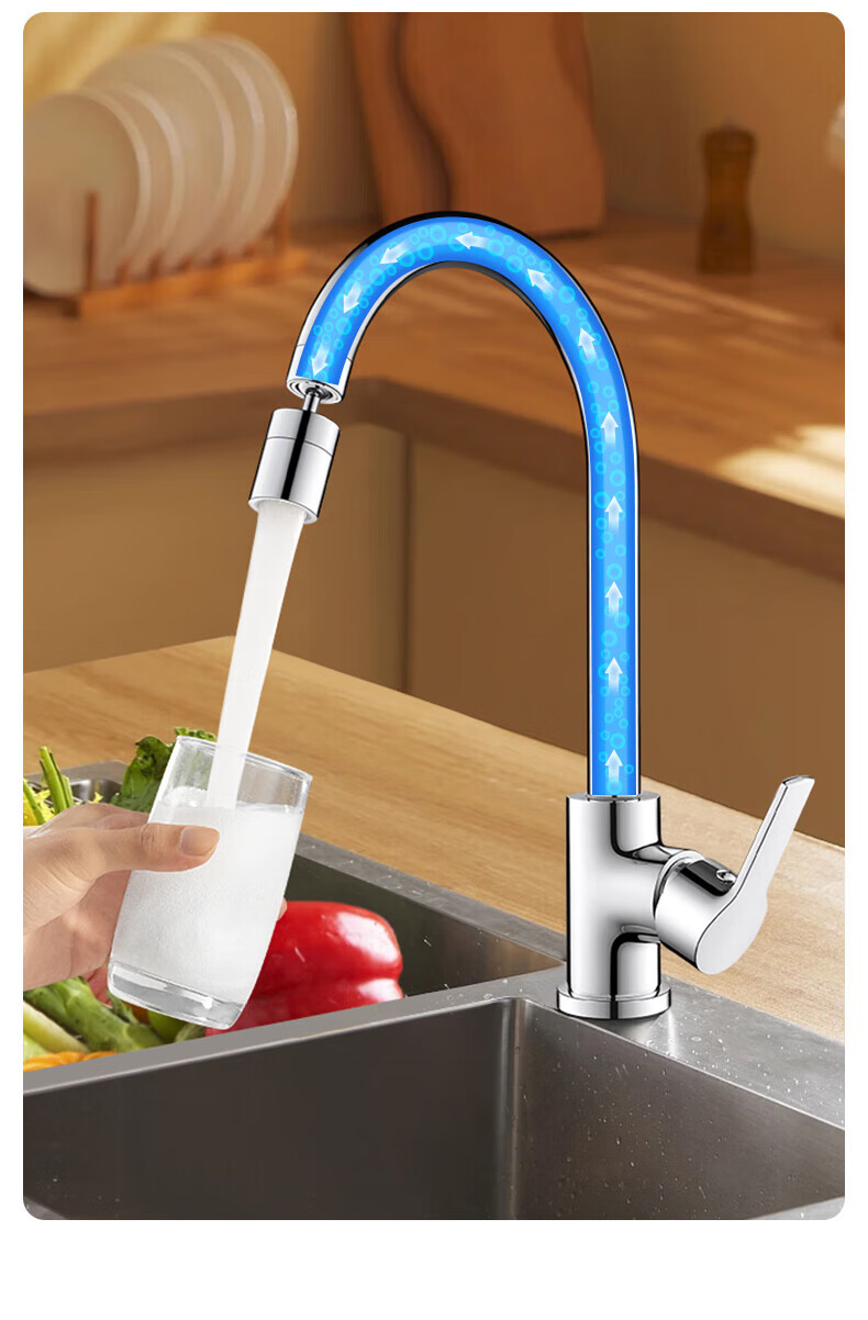 IVORPO [Germany] All-Copper Kitchen Faucet, Hot And Cold Two-In High-Throw Body, Swivel Vegetable Washing Basin Faucet, CPLT 8