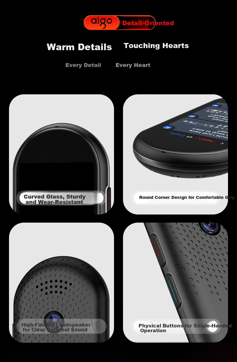 Aiguozhe Aigo Real-Time Translation Device, Multi-Language Offline Interpretation, Photo And Voice Translation, WiFi Connection, Smart Mini Portable Translator for Travel Abroad 16