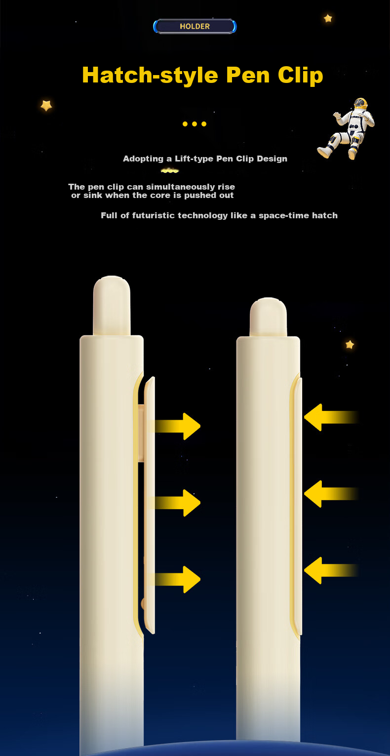 Dianshi Automatic Pencil with Space Capsule Design, Push-Button Mechanical Pencil for Children's Drawing And Elementary School Students, Back-To Season, 0.5mm (Black And White Barrel), 1 Pencil + 1 Box of Lead Refills 4