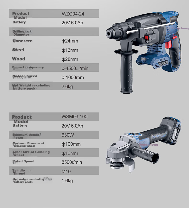 Dongcheng 20V Brushless Lithium-Ion Rotary Hammer Drill, Electric Pick, Electric Drill, Three-In WCKIT16B Angle Grinder, Cutting Machine 15