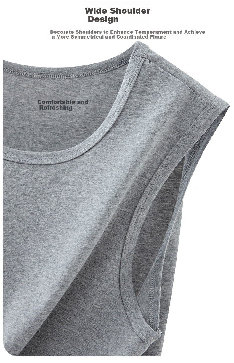 Yiershuang Premium Summer Men's Round Neck Wide Shoulder Tank Top, 40 Count Xinjiang Cotton, Wearable Undershirt Vest 5