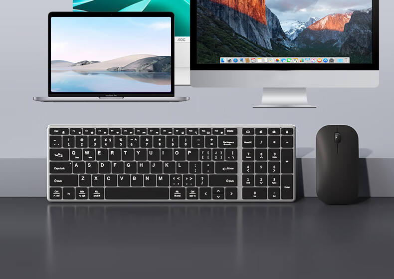 B.O.W Hangshi HW236L-2 Rechargeable Ultra-Thin Silent Wireless Keyboard And Mouse Set, 99 Keys, Compatible with Desktop And Laptop Computers for Office And Home Use, Silver And White 6