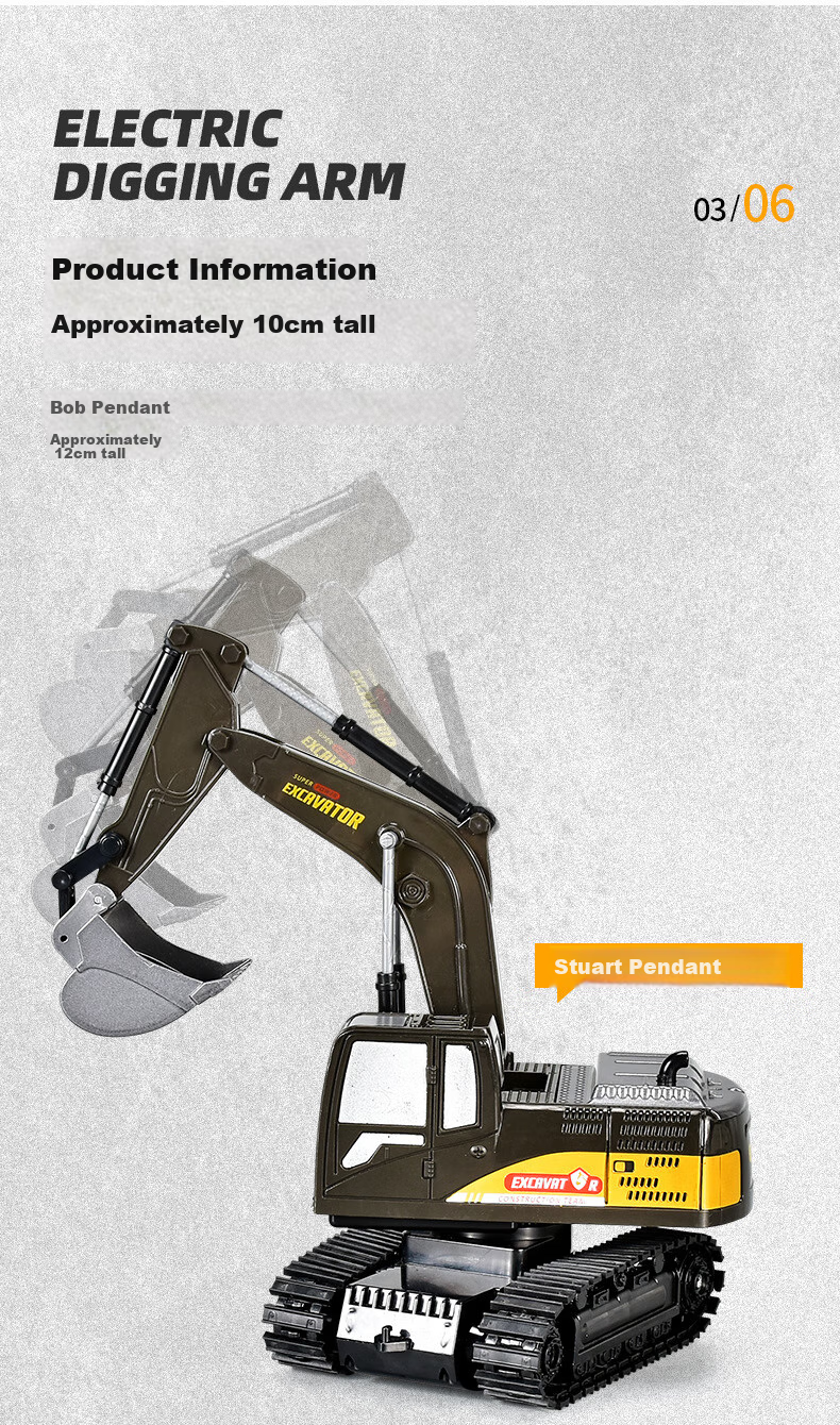 LEAIXIANG Children's Alloy Remote Control Excavator, Electric Toy Digger, Beach Sand Digging Machine, Boys' New Year Gift 6