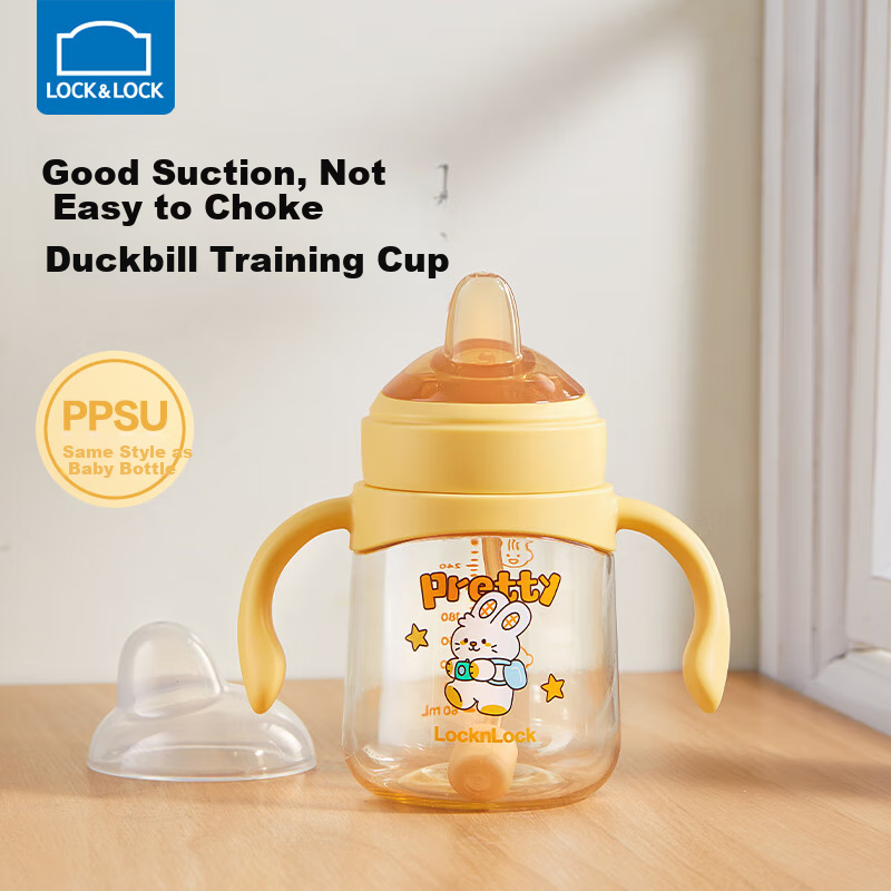LOCK&LOCK Baby Sippy Cup for 6 Months And Above, PPSU with Scale, Straw Bottle for Drinking Water