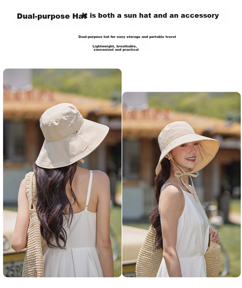 MMOPTOP Women's Straw Hat, Lightweight Summer Style, Quick-Drying Wide Brim Sun Hat for Cycling, Windproof, Outdoor UV Protection Sun Hat 6