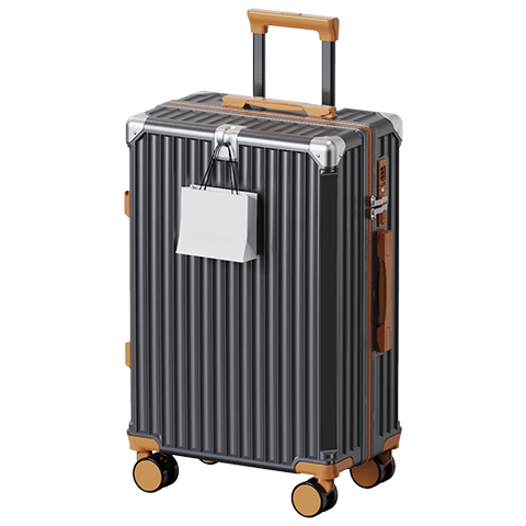 Charles Peach Heart Multi-Functional High-Style Luggage with Cup Holder, 28-Inch Spinner Suitcase for Men and Women, Stylish Gray Brown