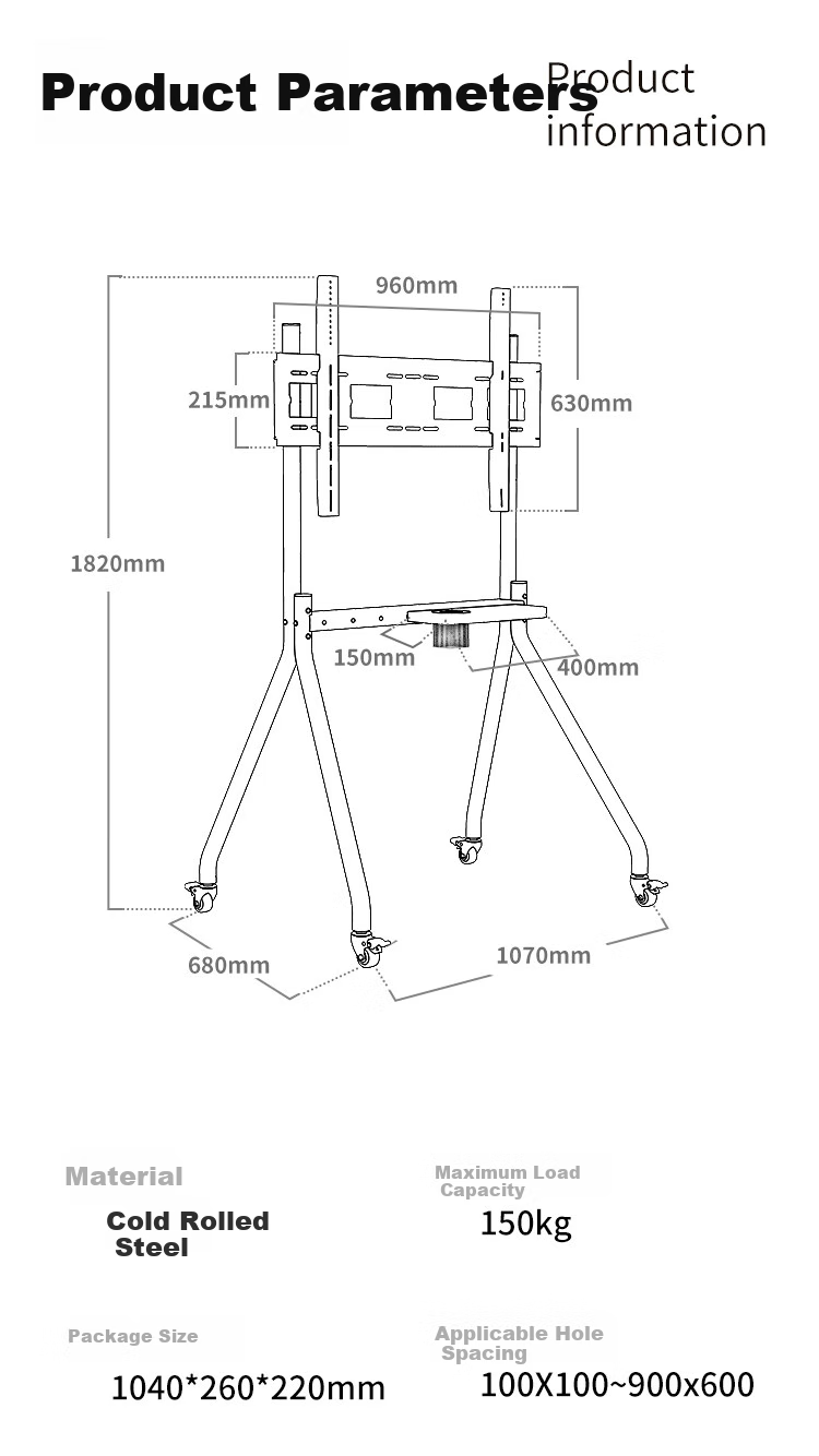 Jinying Mobile TV Stand, 42-86 Inch TV Mount, Video Conference TV Bracket, Advertising Machine Commercial Display Screen Teaching Machine All-In TV Stand Floor-Standing 10
