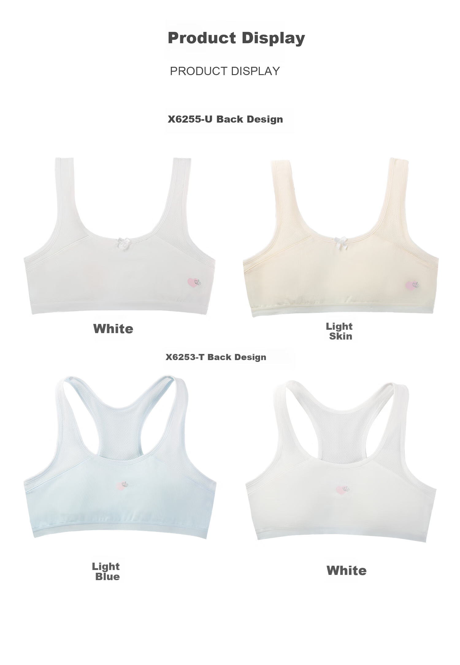 Ailier & Ouluola Girls' Underwear, Thin Bra for Ages 7-12, Developmental Stage Children's Pure Cotton Camisole, First Stage Elementary School Students, Size 80A 10