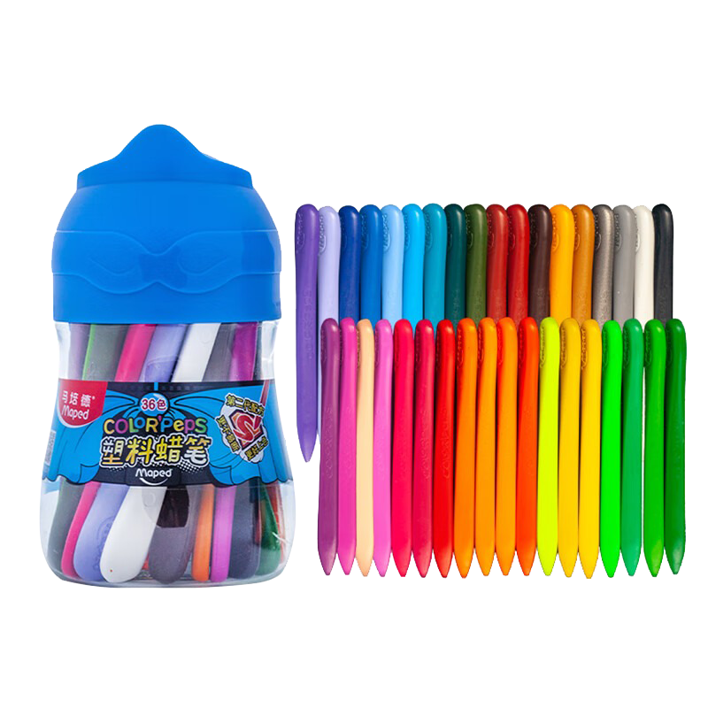 Maped [Creative Art] Large Head Crayons, 36 Colors, Non-Staining Drawing Crayons for Children And Students, Beginner's Art Doodle Pens, 862436EC, Children's Art Education Gift