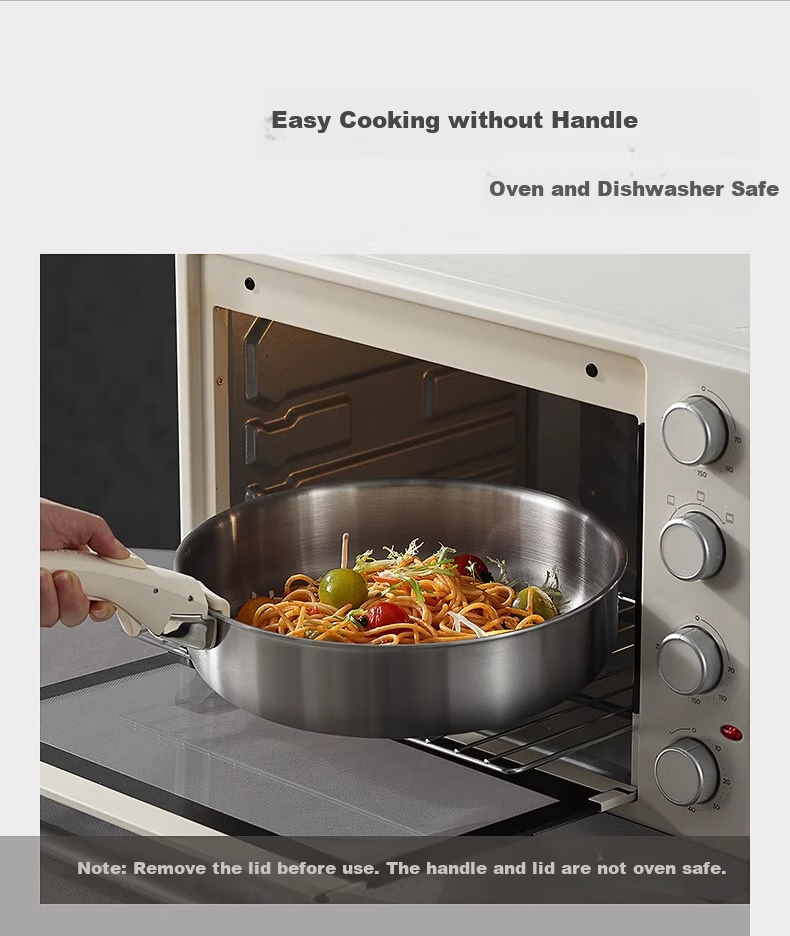 Carote Stainless Steel Detachable Handle Pan Cookware Frying Stir-Fry Non-Stick Coating-Free Steak Pan Set 7