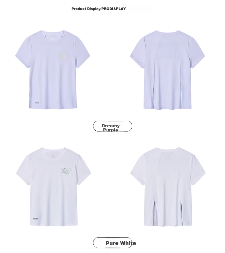 ERKE Girls' Round Neck Knit Short-Sleeve T-Shirt for Older Children, Summer Campus Youth Style, Cream Sweet Peach Color, Size 130 28