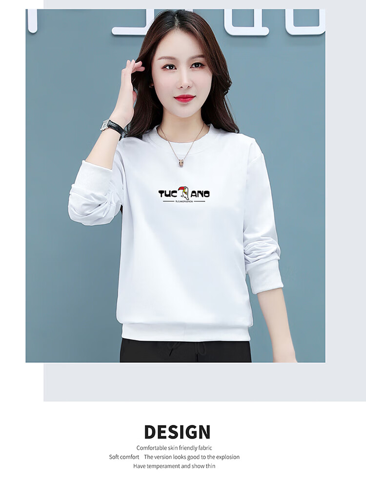 TUCANO Women's Long Sleeve Sweatshirt 2025 New Spring Autumn Mid-Aged Fashionable Youthful Versatile Crew Neck Top Pink Purple 4XL 6