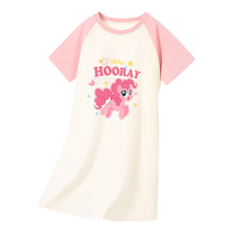 MY LITTLE PONY Girls' Nightgown, Class A Pure Cotton, 2026 New Summer Children's Loungewear, Cute Sleepwear for Girls, Pink, Size 110