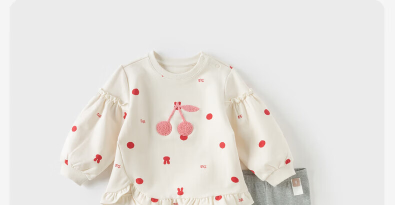 DAVE & BELLA Children's Long Pants Set, Autumn Girls' Base Layer Pants, Long-Sleeve Sweatshirt Two-Piece Set 10