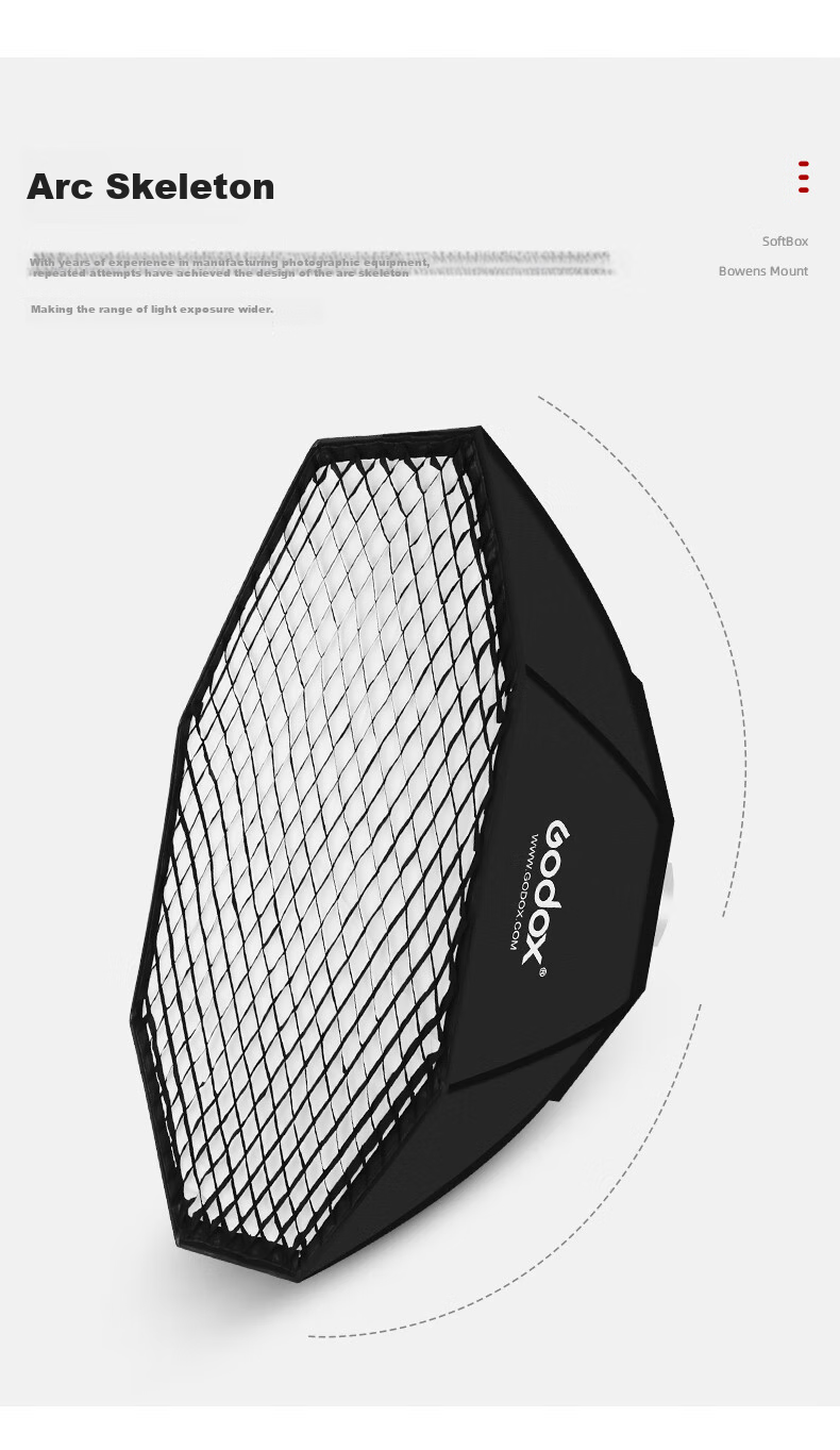 Godox 120cm Grid Octagonal Softbox, Live Streaming Video Beauty Softbox, Photography Studio Shooting Fill Light Softbox, Baorong Mouth with Grid 4