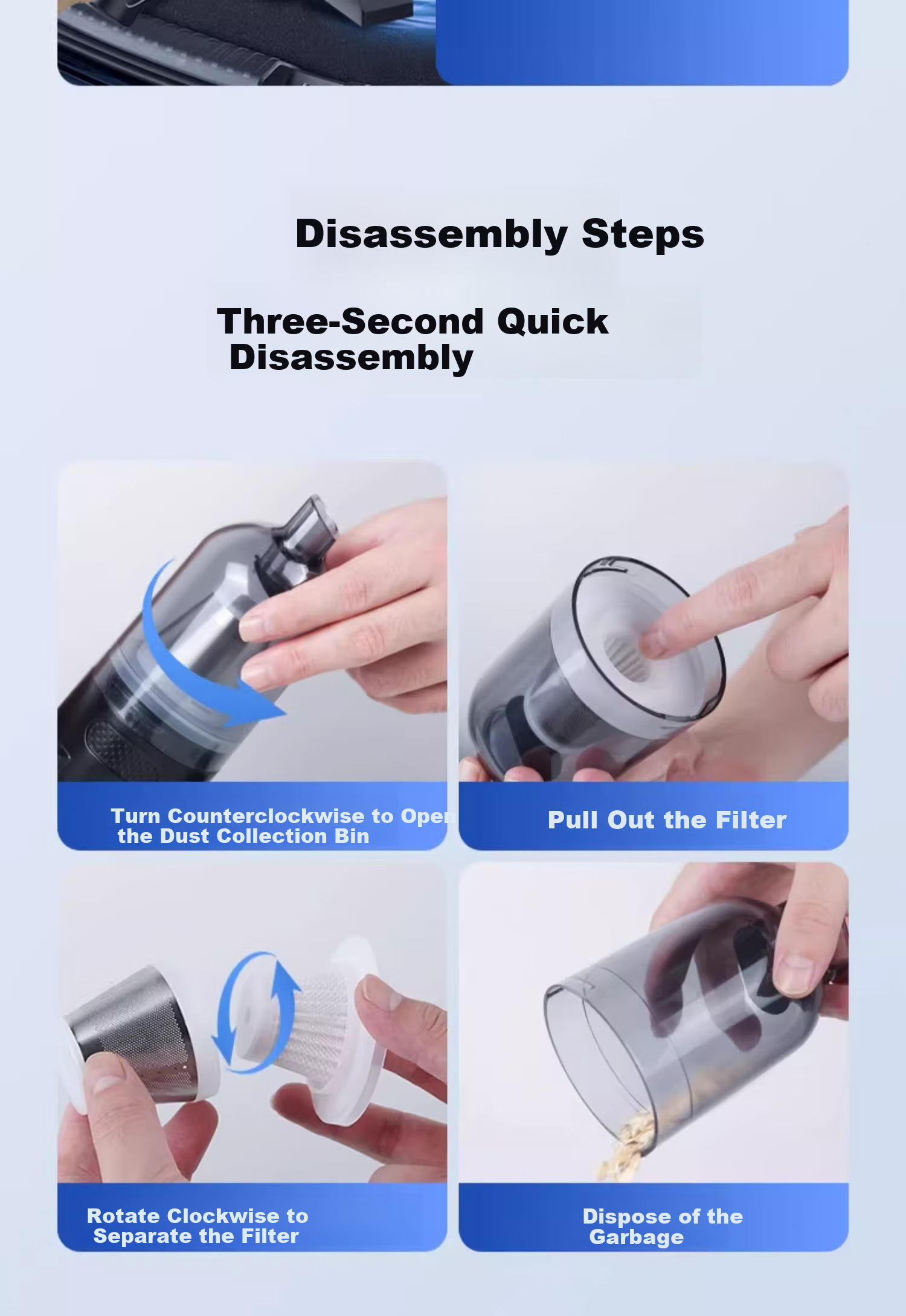 AUTOWOEL Handheld Car Vacuum Cleaner High Power Cordless Portable Multi-Use Car Home Outdoor Blower and Suction Car Interior Cleaner 15