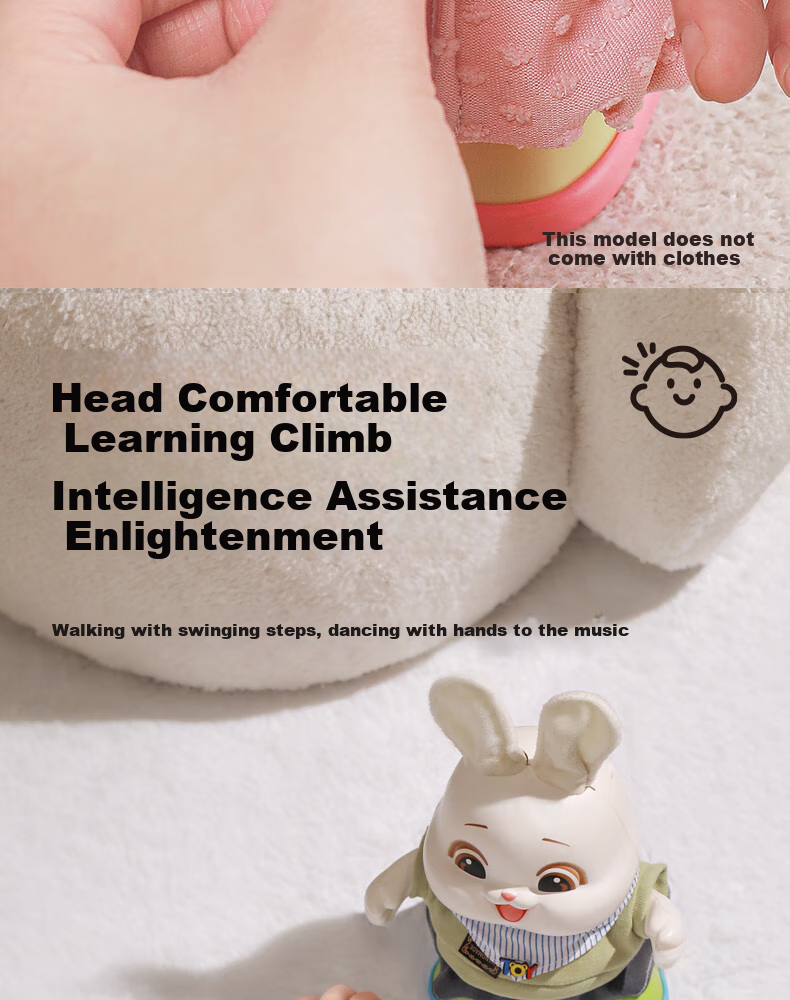 Dimoarch Electric Singing And Dancing Rabbit Toy for Babies, Educational Head-Lifting Practice Training Electric Toy for Infants And Childre 6