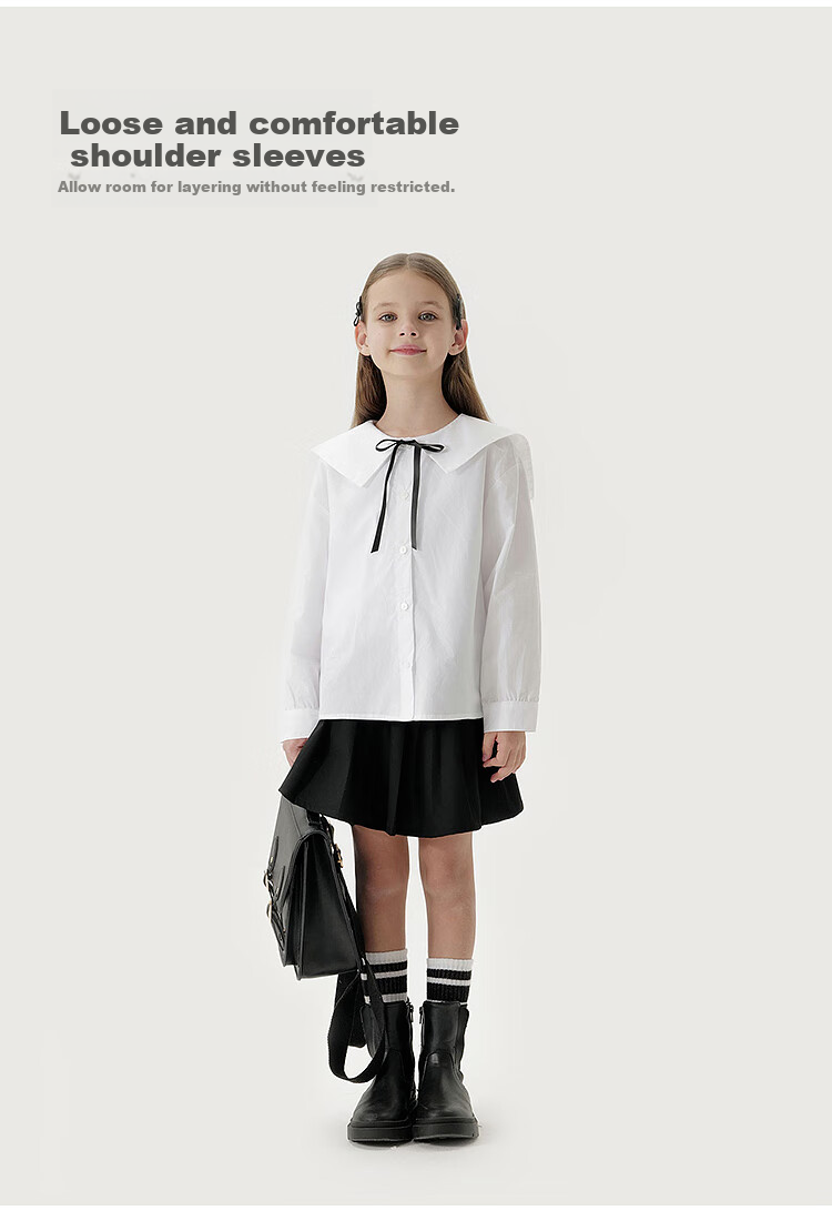 MARC&JANIE Girls' Butterfly Bow Collar Shirt, Children's Pure Cotton Blouse, Spring 2026 Collection, 250173 2