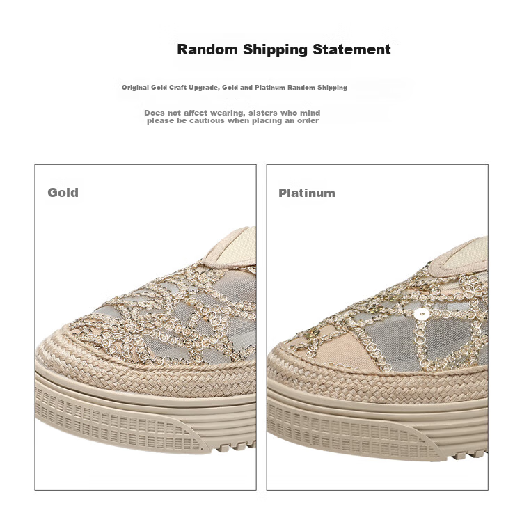 ZHR Fisherman Shoes for Women, Breathable Mesh Casual Fabric Shoes, Versatile Comfortable Thick-Soled Flats, M626, Gold, Size 35 1
