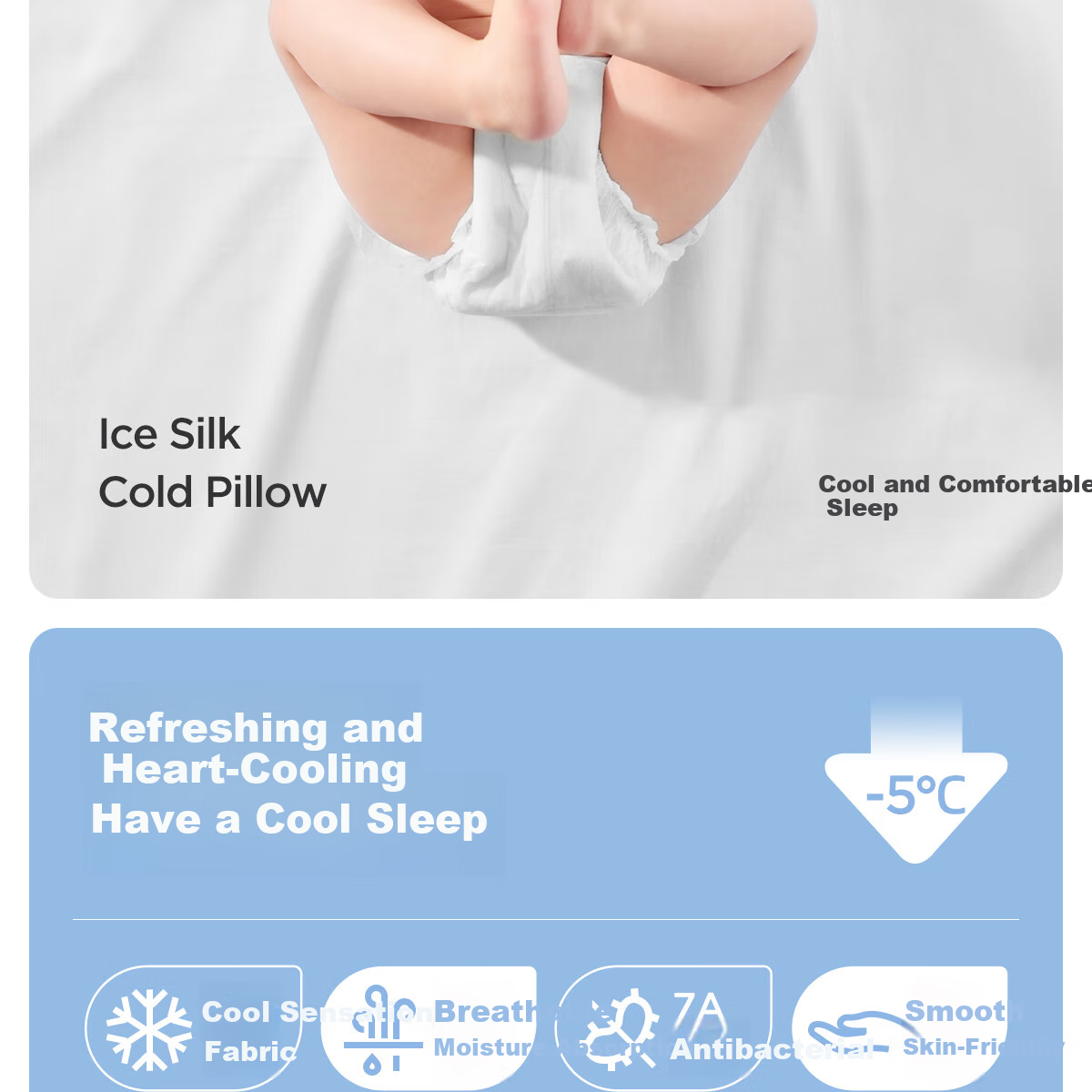 JOYNCLEON Baby Pillow Ice Silk Summer Pillowcase for Infants 0-6 Months Newborn Cloud Pillow, Blue, Jzt155165 4