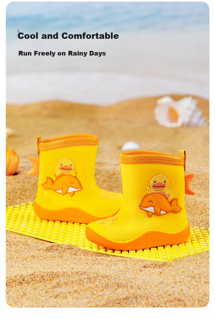 B.Duck Children's Rain Boots, Cute Cartoon Design for Boys And Girls, Mid-Calf Waterproof Rain Shoes for Summer, Model 5914, Pink, Size 30 2