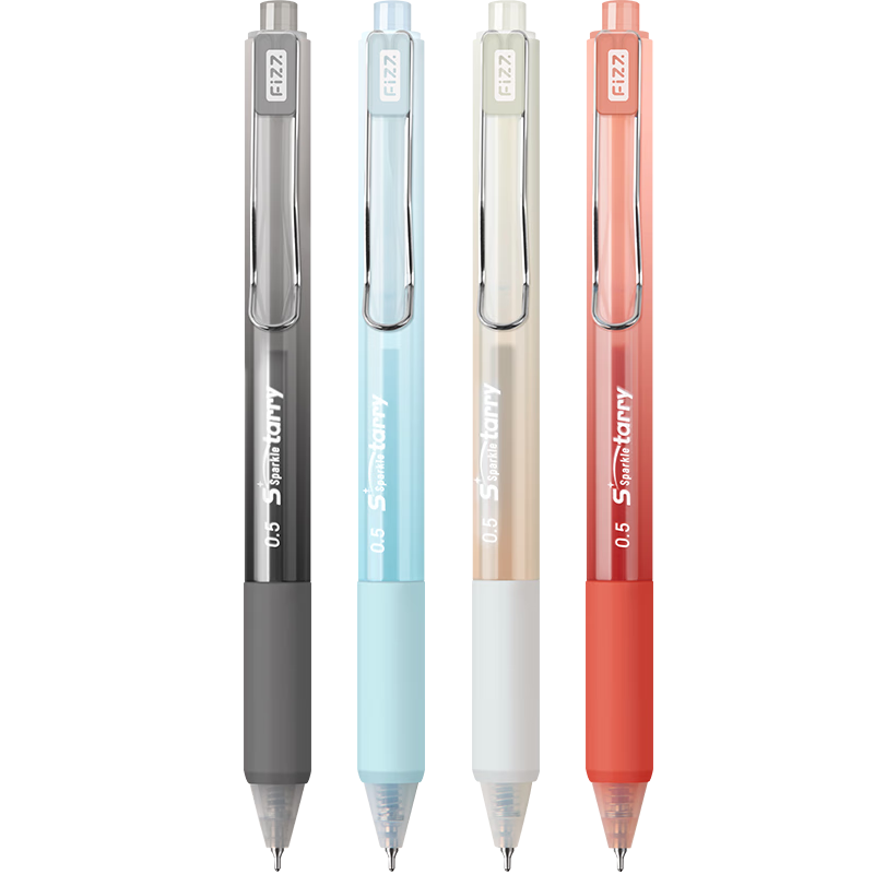 Fizz Quick-Drying Retractable Gel Pen, Stylish Design, 0.5mm Tip, Low Center of Gravity, Dual Steel Ball, CS Red Ink, Large Capacity, Office Signing Pen, Student Exam Pen, 3-Pack B73019
