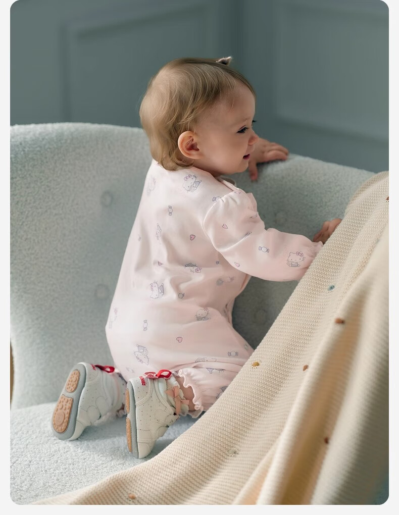 DAVE & BELLA Hello Kitty Collaboration Baby Girl Antibacterial Onesie, Autumn Infant Romper 5