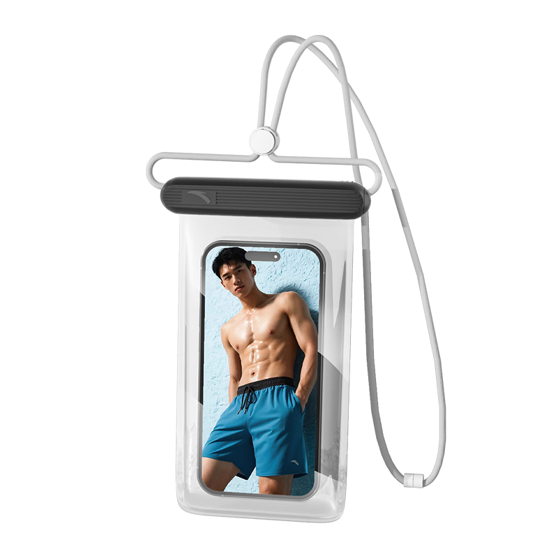 ANTA Waterproof Phone Case, Touchscreen Compatible, Swimming Delivery Sealed Bag, Rafting Diving Lanyard Neck Strap Phone Pouch, Basic Black