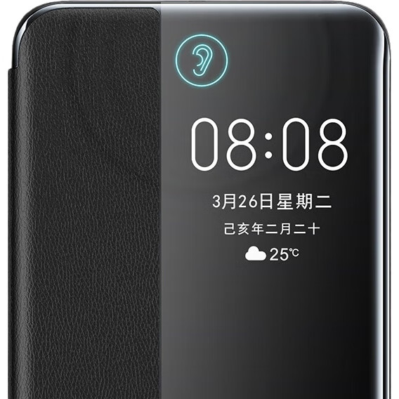Чехол-книжка ZhengJian из натуральной кожи для Huawei P40 Pro, с окном Smart View, черный