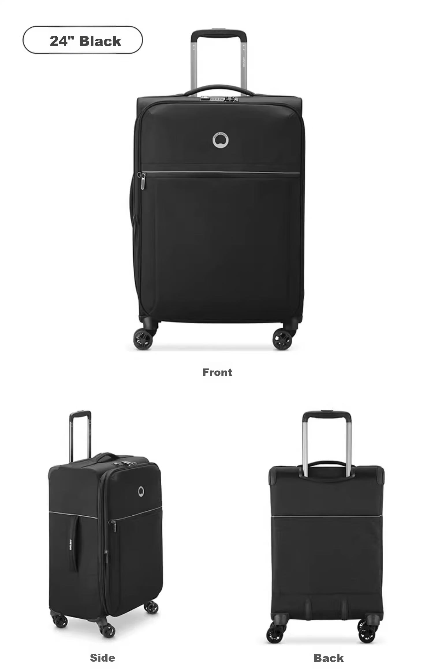 DELSEY French Ambassador Luggage, Ultra-Lightweight Password Lock Suitcase, Soft Fabric Travel Case, 24-Inch 28