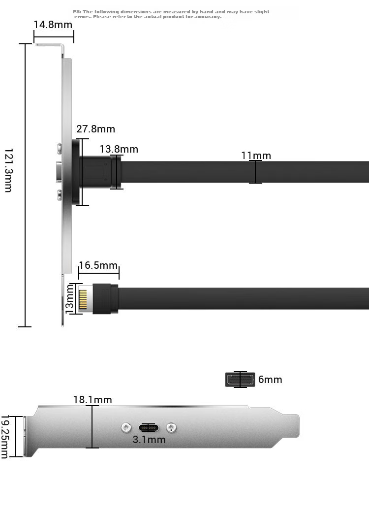 KELEPU Type-E Male to Type-C Female Extension Cable USB3.2 Motherboard Expansion Case Rear Panel Cable with Full Height Bracket, 50 Cm 7