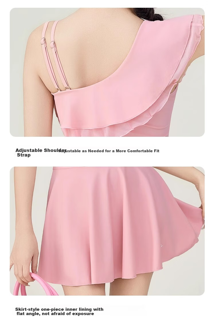 Barbie One-Piece Swimsuit Dress for Women, Pink Fashion Slimming Fairy Style Hot Spring Sexy Beach Vacation Swimwear 23