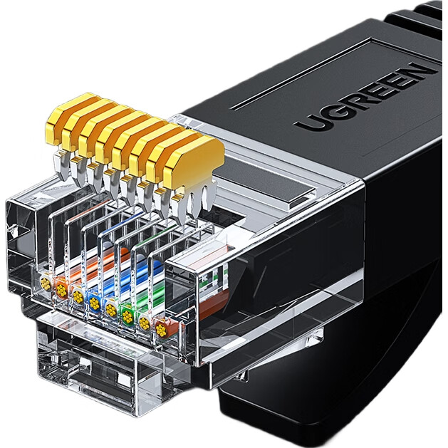 Кабель UGREEN Cat6 Ethernet, гигабитный сетевой широкополосный кабель, плоский сетевой кабель CAT6 для домашнего компьютера, мониторинга, 8-жильный витой кабель, 20 метров, черный 50181