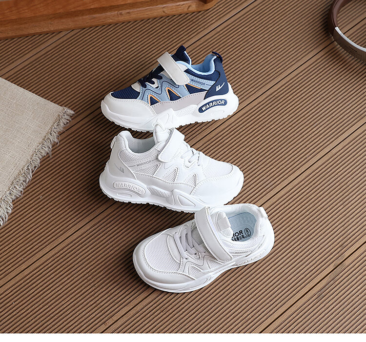 Warrior Running Shoes Children's Sports Shoes Boys Girls Casual Shoes White Sneakers WZ(CL)-1665 Beige Deep Blue 31 1